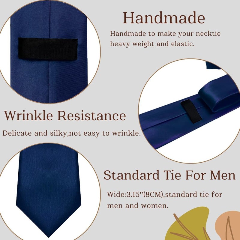 WOXVM Men's Ties Classic Solid Satin Tie Pure Color 3.15" Mens Necktie, Premium Formal Black Ties For Men Business & Wedding - Image 4